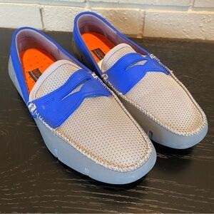 SWIMS Deck Shoes Mens 8 Water Outdoors Penny Loafer Blue Mesh Rubber Breathable